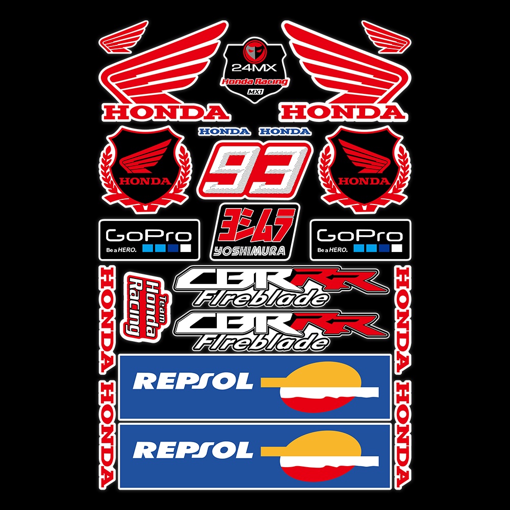 Miếng Dán Phản Quang In Logo Trang Trí Bình Xăng Xe Mô Tô HONDA REPSOL HRC CBR 250R 300R 1000RR