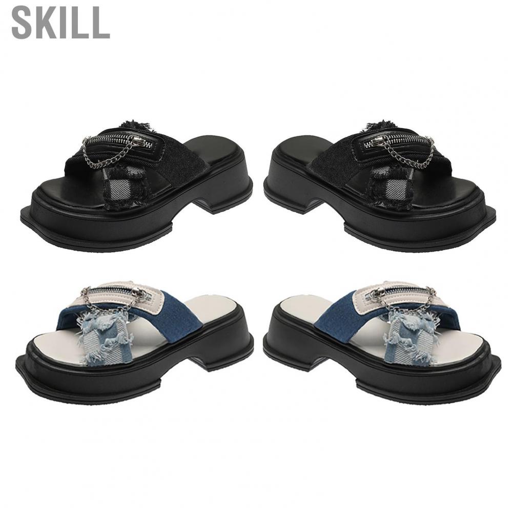 Skill Backless Platform Slides  Match Easily Durable Lightweight Silent Open Toe Sandals for Office School Party Business Outdoors Women