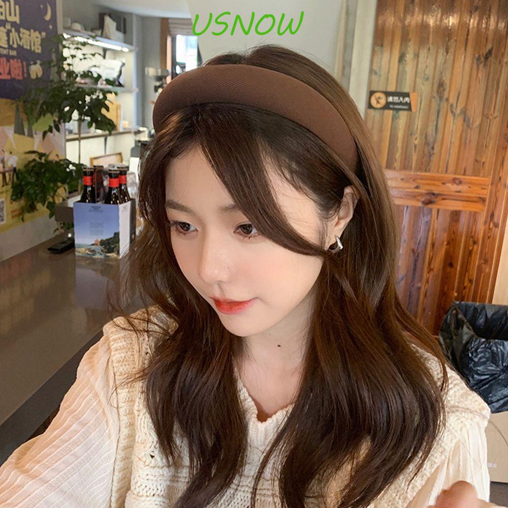 Băng Đô Cài Tóc Bằng Bọt Biển Màu Trơn Dễ Thương Thời Trang Thu Đông Cho Nữ