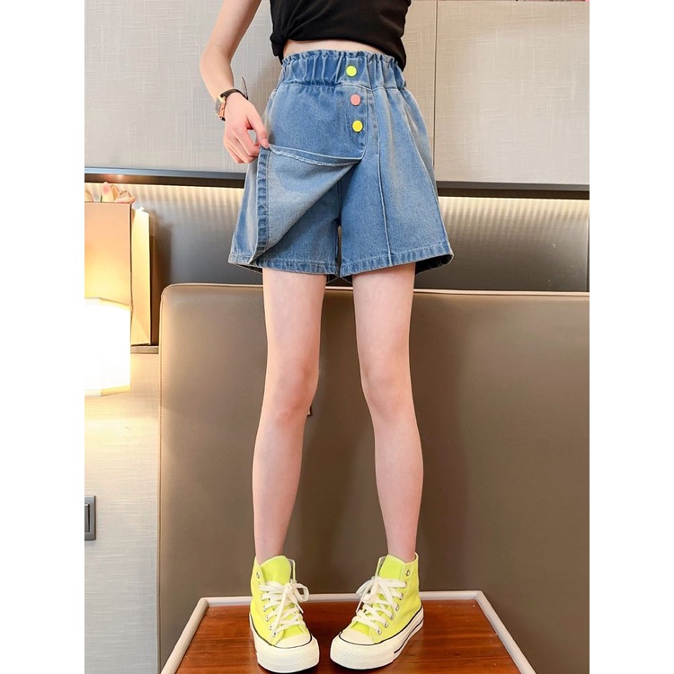 Quần Short Denim Phong Cách Phương Tây Thời Trang Mùa Hè Cho Bé Gái 8-6 - 7 Tuổi