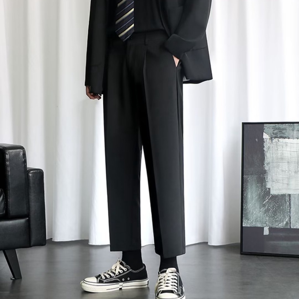 Quần Dài Ống Rộng Vải Lụa Mát Thời Trang Đường Phố Mỹ Cá Tính Cho Nam