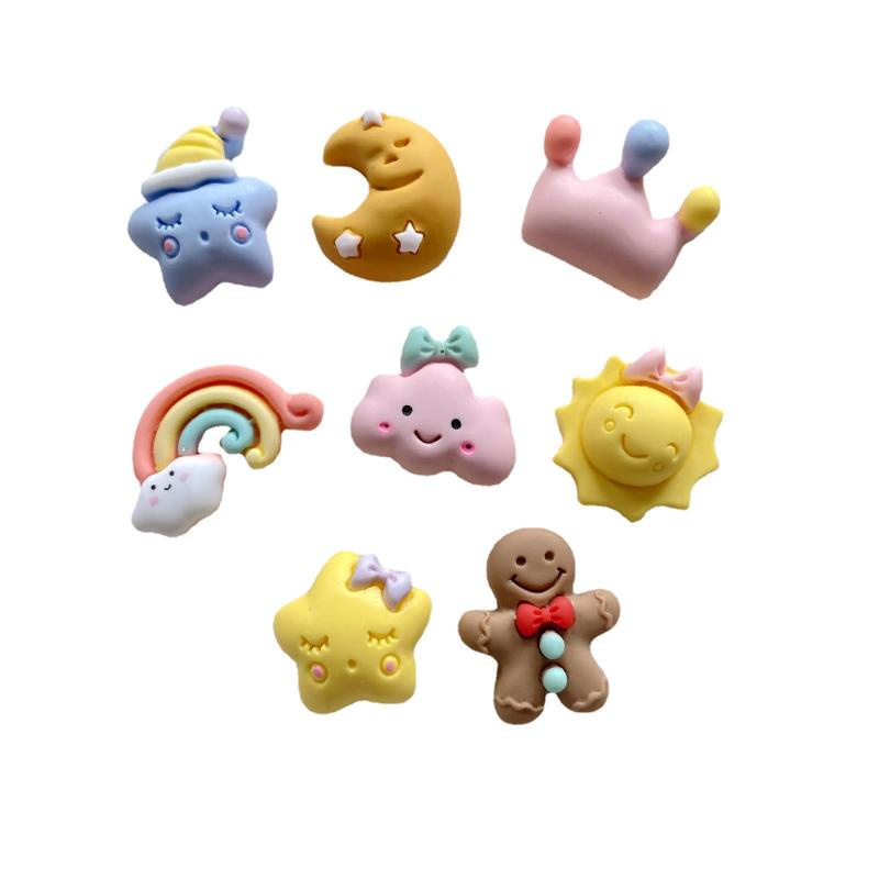 Set 10 Kẹp Tóc Nhựa Hình Trăng Sao Đám Mây Trang Trí Điện Thoại