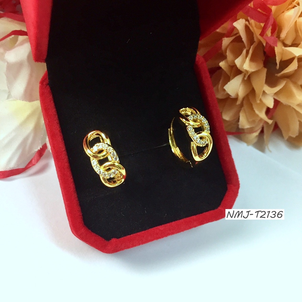 Khuyên Tai tròn Mạ Vàng T2136 Bền Màu Cho nữ