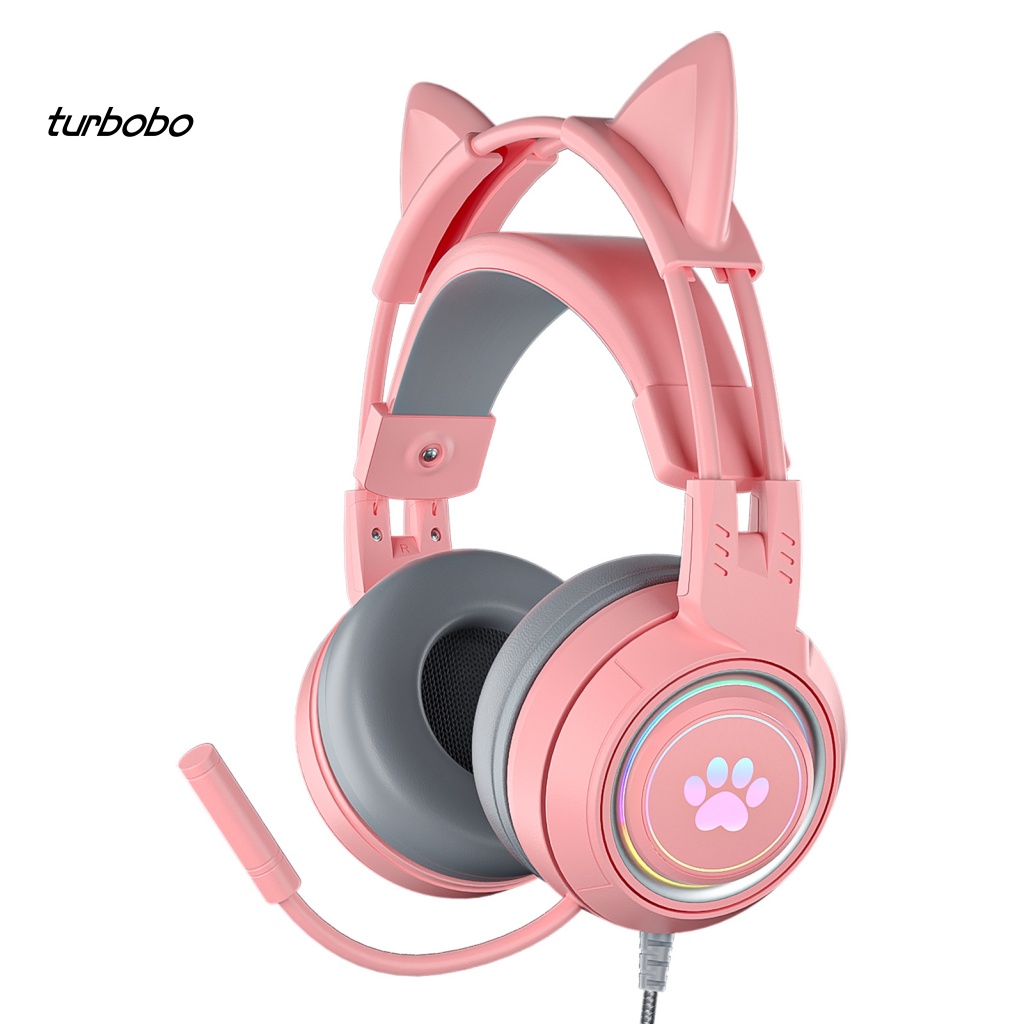 Tai Nghe Chụp Tai Có Micro Và Đèn RGB SY-G25 Hình Tai Mèo Dễ Thương Cho Máy Tính Esport