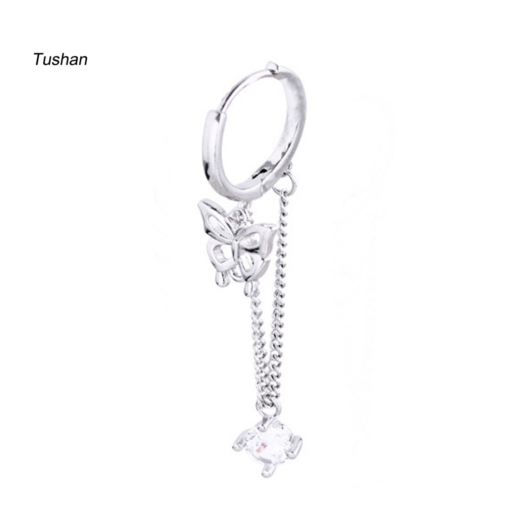 1 Bông Tai Tua Rua Hình Bướm Đính Đá Zircon Phong Cách Hàn Quốc