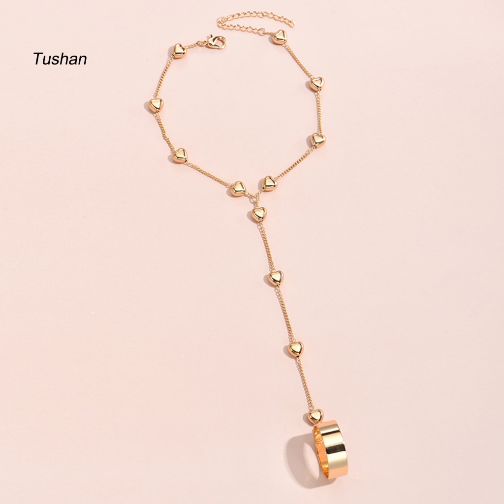 Bộ Trang Sức Nhẫn / Vòng Tay / Nhẫn Bằng Hợp Kim Màu Trơn Hình Trái Tim Cho Nữ