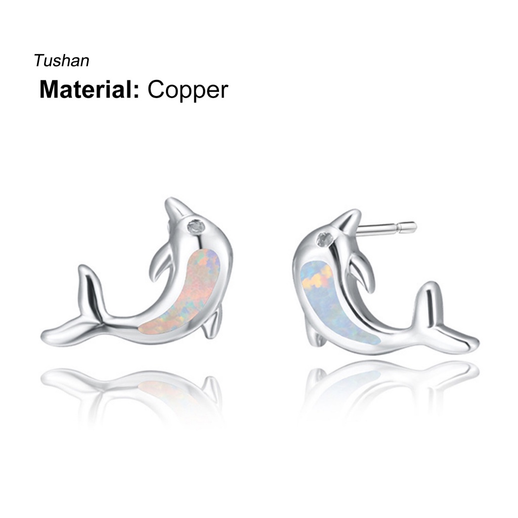 1 Đôi Bông Tai Hình Cá Heo Đính Đá Giả Dễ Thương