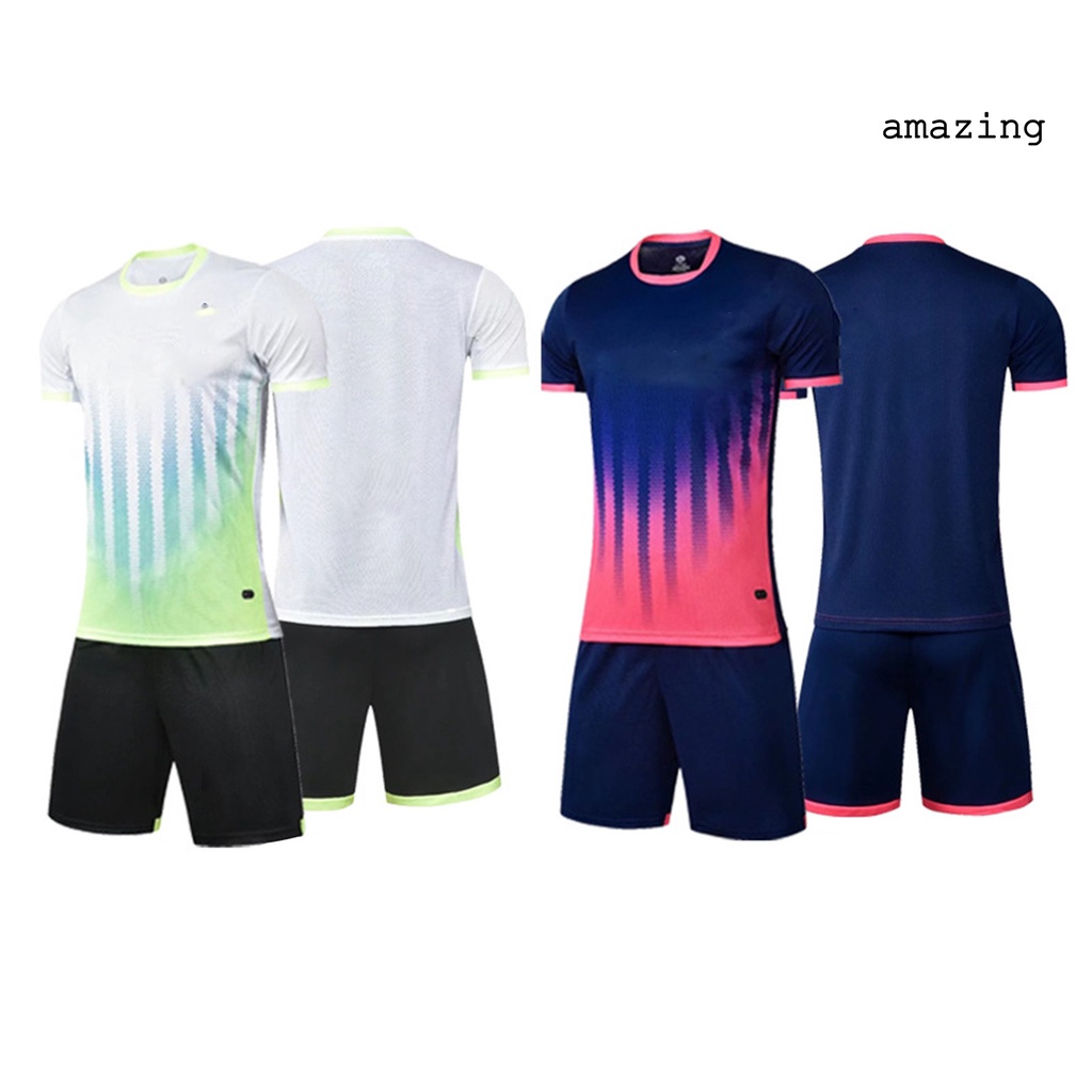 Set 2 Món Áo Thun Tay Ngắn Cổ Tròn Phối Quần Short Màu Sắc Gradient Thời Trang Cá Tính Cho Nam