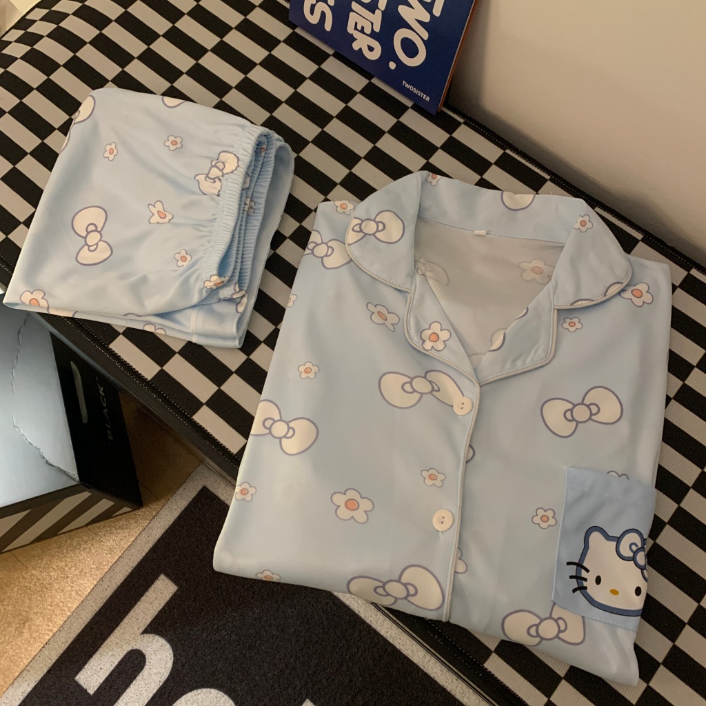 Bộ Đồ Ngủ Dáng Rộng In Hoạt Hình Phong Cách Hàn Quốc Xinh Xắn Cho Nữ