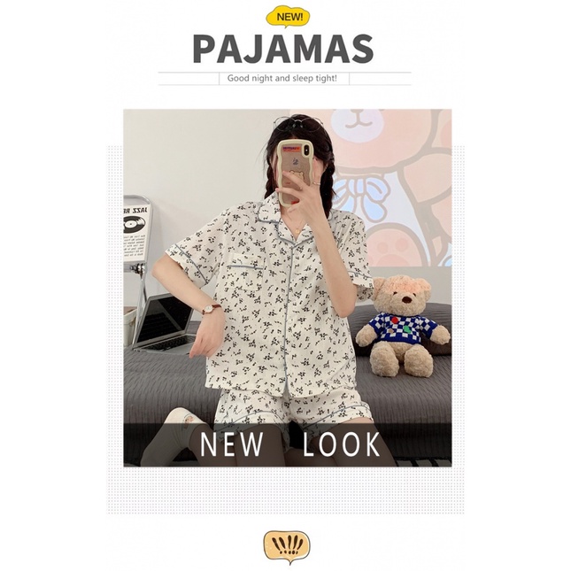 Bộ Đồ Ngủ Ngắn Tay Họa Tiết Kẻ Sọc Thời Trang Mùa Hè Phong Cách Hàn Quốc Mới Cho Nữ