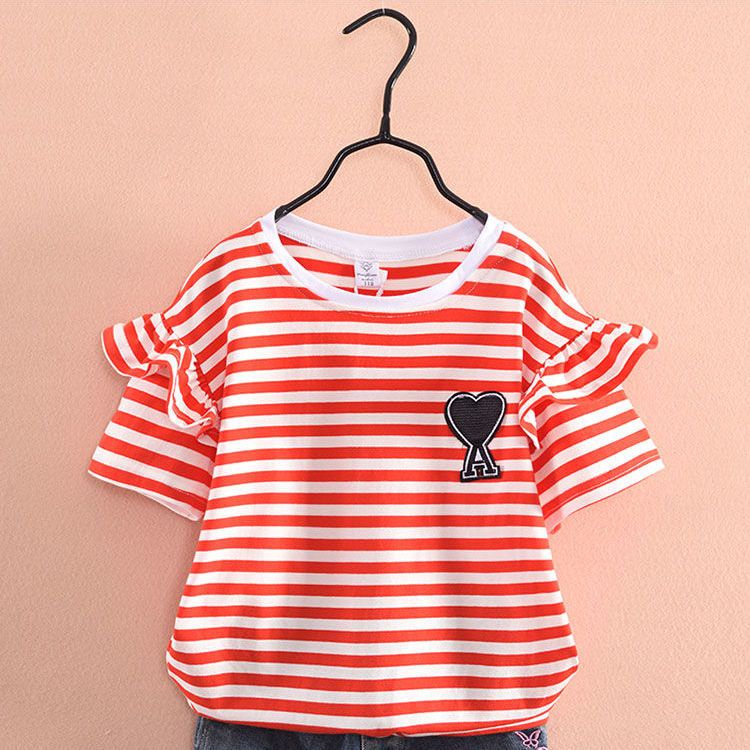 Áo Thun Cotton Mỏng Mùa Hè Tay Lửng Cổ Tròn Kẻ Sọc Ngang Phong Cách Mới 2023 Cho Nữ
