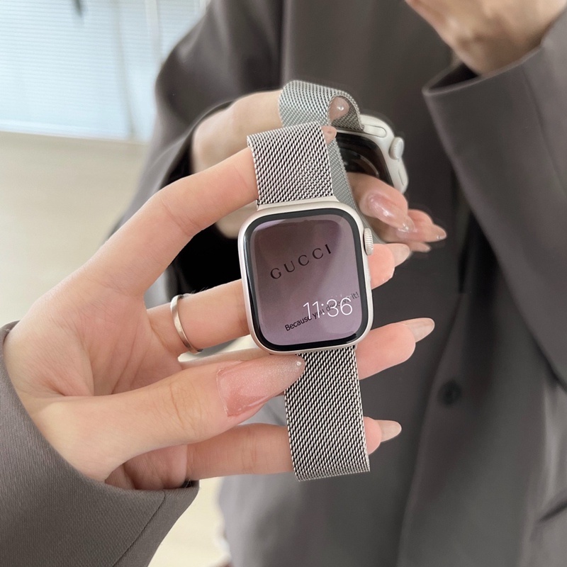 Dây Milanese Loop Thay Thế Cho Đồng Hồ Thông Minh Apple Watch Ultra Band series 7 SE 3 5 / 6 8 38 mm iWatch series 49mm 44mm 45mm 40mm 41mm 42mm 38mm
