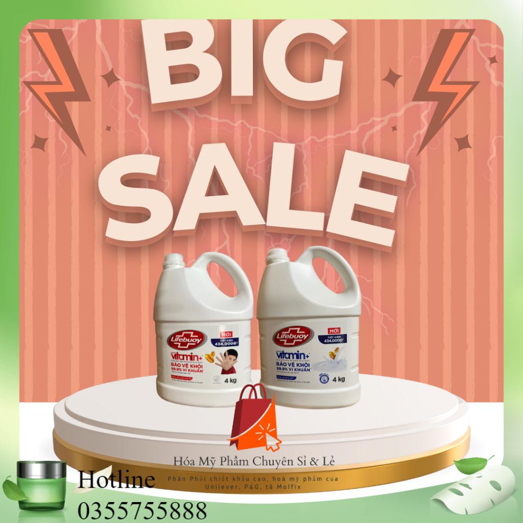 Nước rửa tay Lifebuoy Bạc Bảo Vệ Can 4kg, giúp sạch khuẩn và bảo vệ  khỏi 99.9% vi khuẩn tốt nhất trên da.