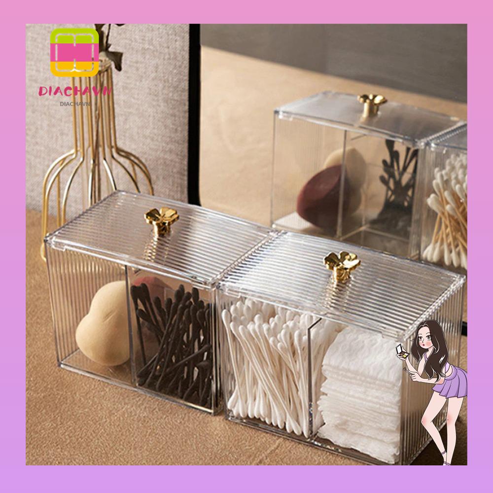 Hộp Đựng Tăm Bông Để Bàn Bằng Acrylic Trong Suốt