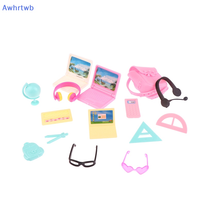 Set 14 Mô Hình Mắt Kính / Ba Lô / Máy Tính 1: 12 Trang Trí Nhà Búp Bê Mới