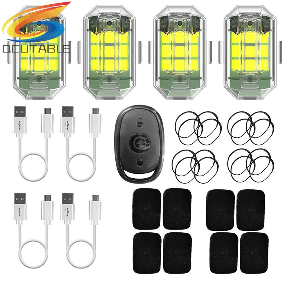 Bộ 4 Đèn LED Tín Hiệu Không Dây 7 Màu 2.4G M3 Cho Xe Mô Tô