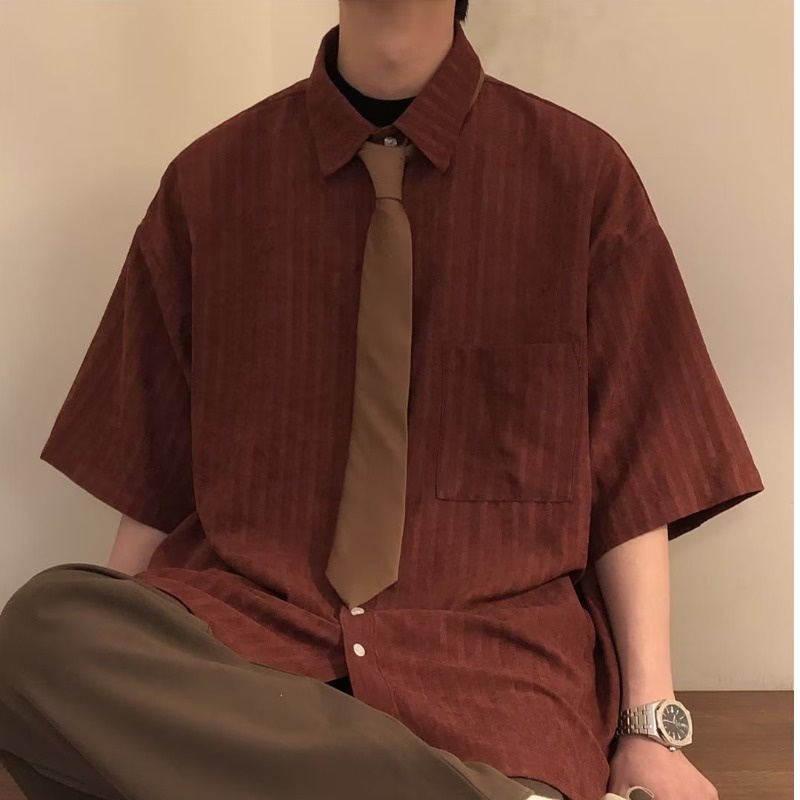 Áo Sơ Mi Tay Dài Màu Trơn Dáng Rộng Thời Trang Mùa Hè Hàn Quốc Cho Nam