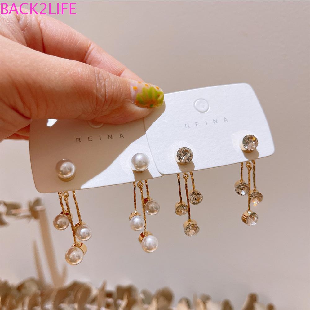 2 Bông Tai Đính Đá Lấp Lánh Trước Và Sau Phong Cách Hàn Quốc|Trang Sức Vòng Đeo Tay Thời Trang Sành Điệu Cho Nữ