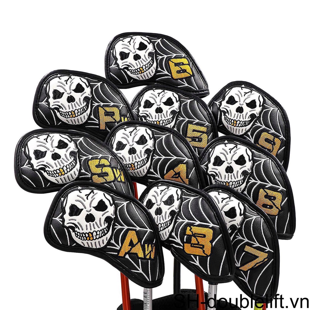 Set 10 Bao Da PU Bọc Đầu Gậy Đánh Golf Chống Thấm Nước