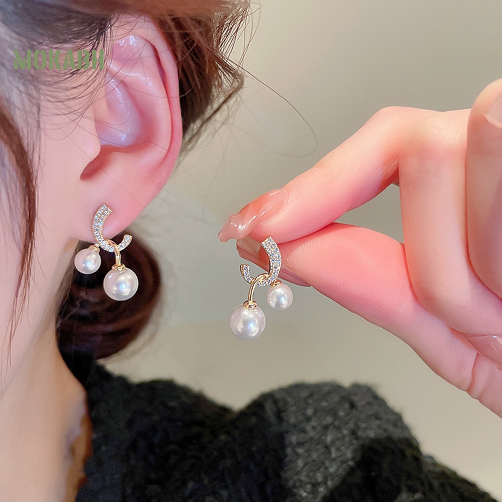 1 Đôi Bông Tai Xỏ Lỗ Đính Ngọc Trai Giả Thời Trang Dành Cho Nữ