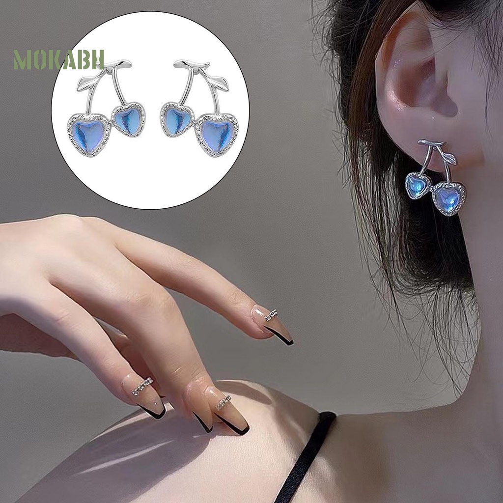 Đôi Bông Tai Hình Quả Cherry Đính Đá Thời Trang Cho Nữ