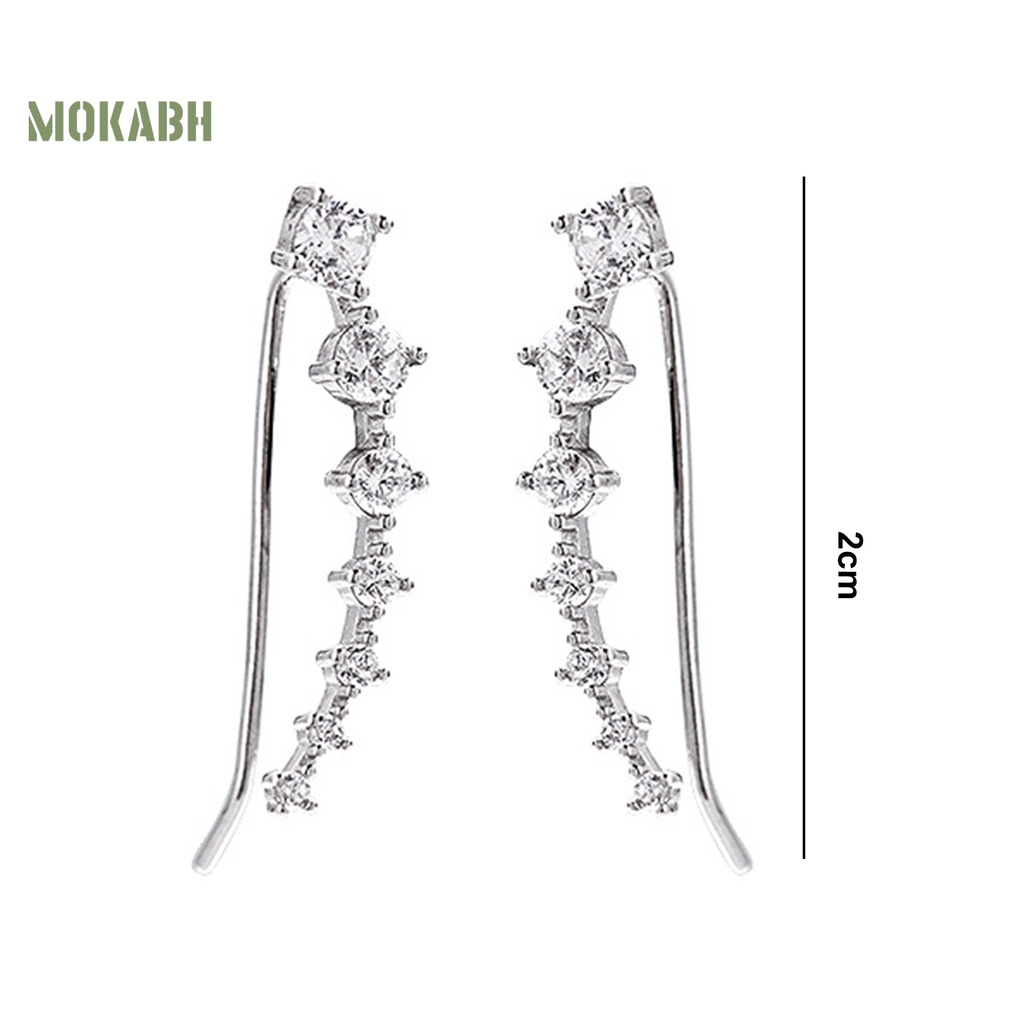 1 Đôi Bông Tai Xỏ Lỗ Đính Đá Zircon Một Hàng Chống Phai Màu Thời Trang