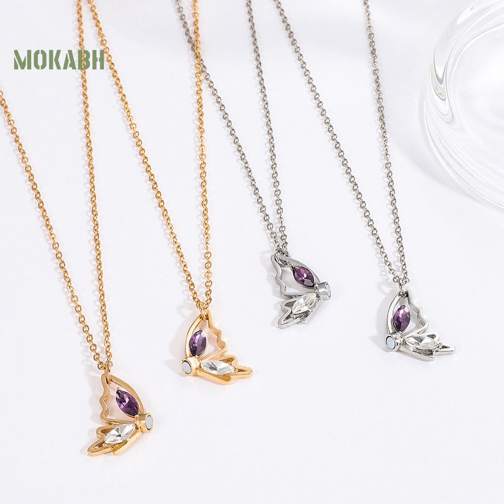 [Mới] Vòng cổ Mặt Hình Bướm Rỗng Mạ Điện Lên Màu Nhanh Thanh Lịch Thời Trang Cho Nữ