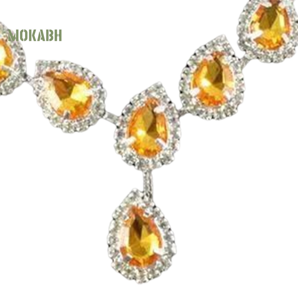 1 Bộ Vòng cổ + Bông Tai Hình Giọt Nước Có Đính Đá Lấp Lánh