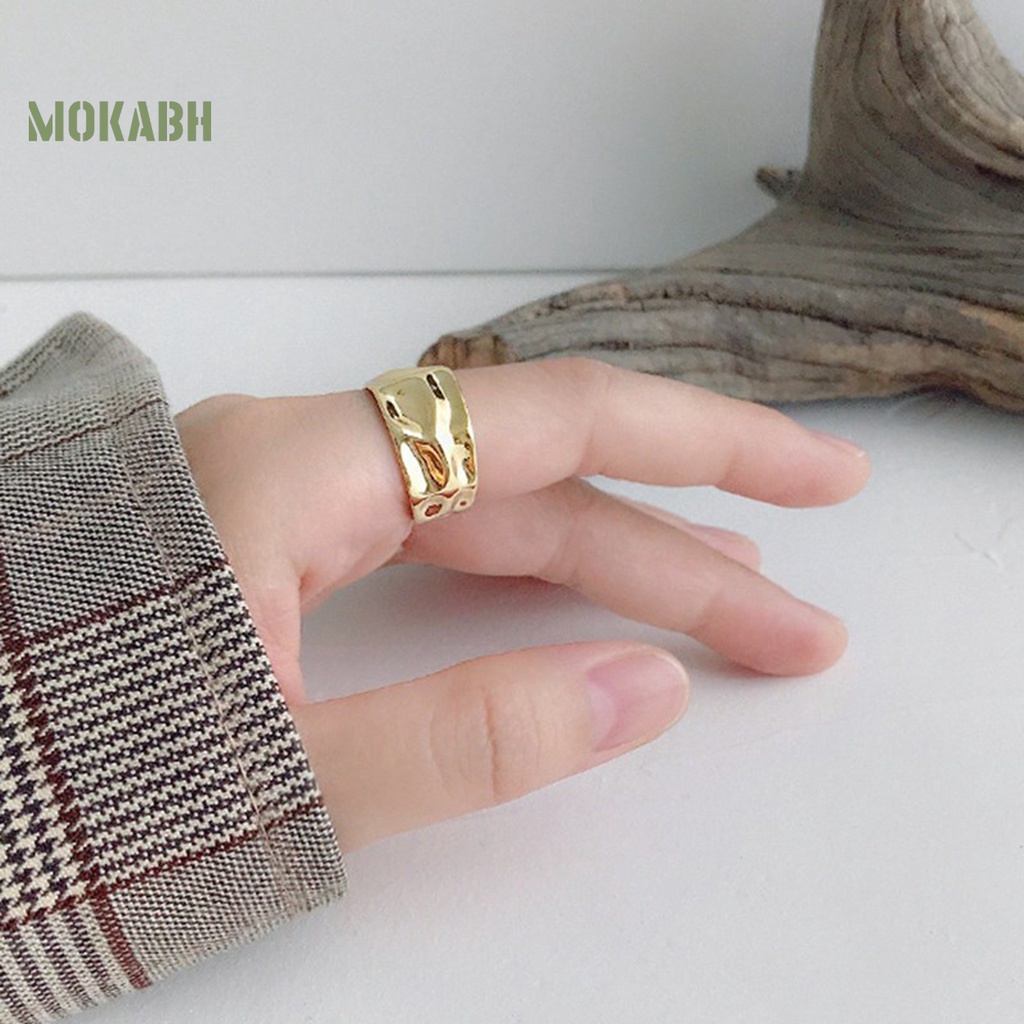Nhẫn Hở Gợn Sóng Màu Trơn Tùy Chỉnh Thời Trang Cho Nữ
