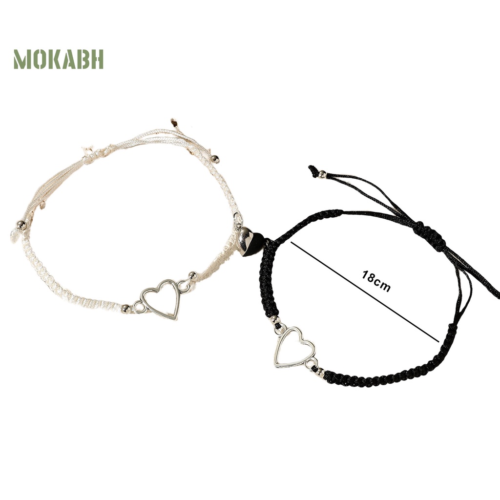 [Mới] Set 2 Vòng Đeo Tay Dệt Thủ Công Hình Học Rỗng Trái Tim Có Thể Điều Chỉnh Chống Mài Mòn Trang Trí Quần Áo