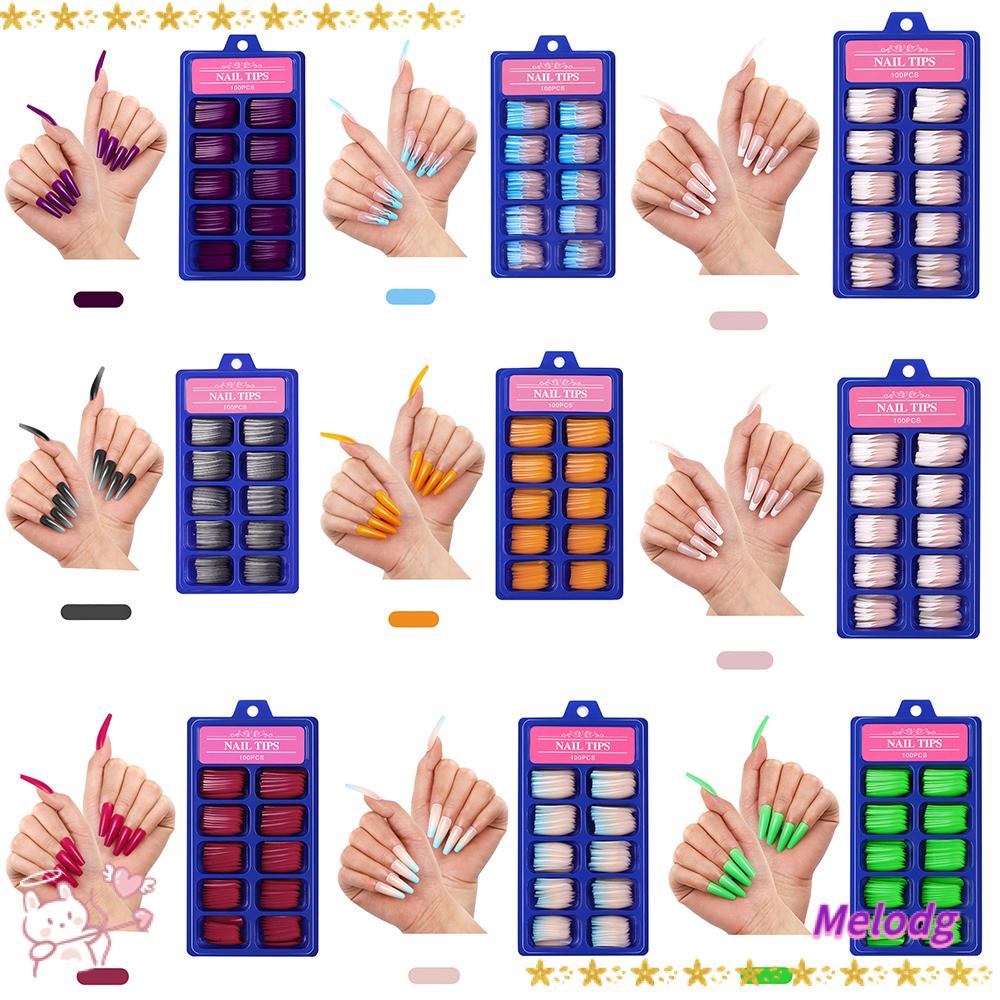 Bộ 100 Móng Tay Giả Màu Sắc Nhã Nhặn Dùng Trang Trí
