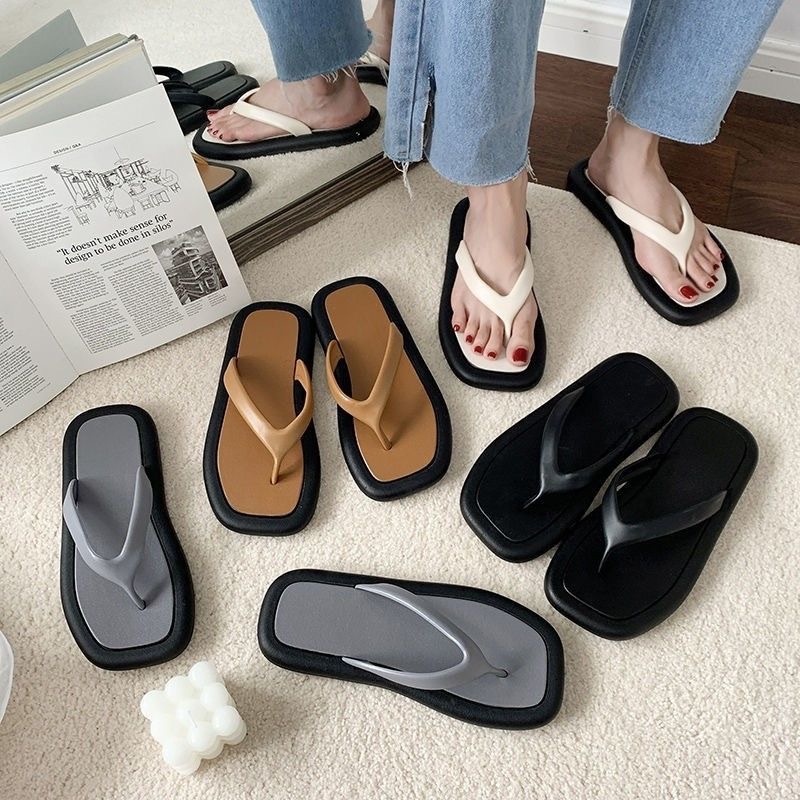 Dép Xỏ Ngón Đế Bằng Chống Trượt Thời Trang Mùa Hè Cho Nam Và Nữ Bên ngoài dép lê nữ mang giày bãi biển, giày xăng đan trong nhà, đế mềm chống trơn chữ Nhân,