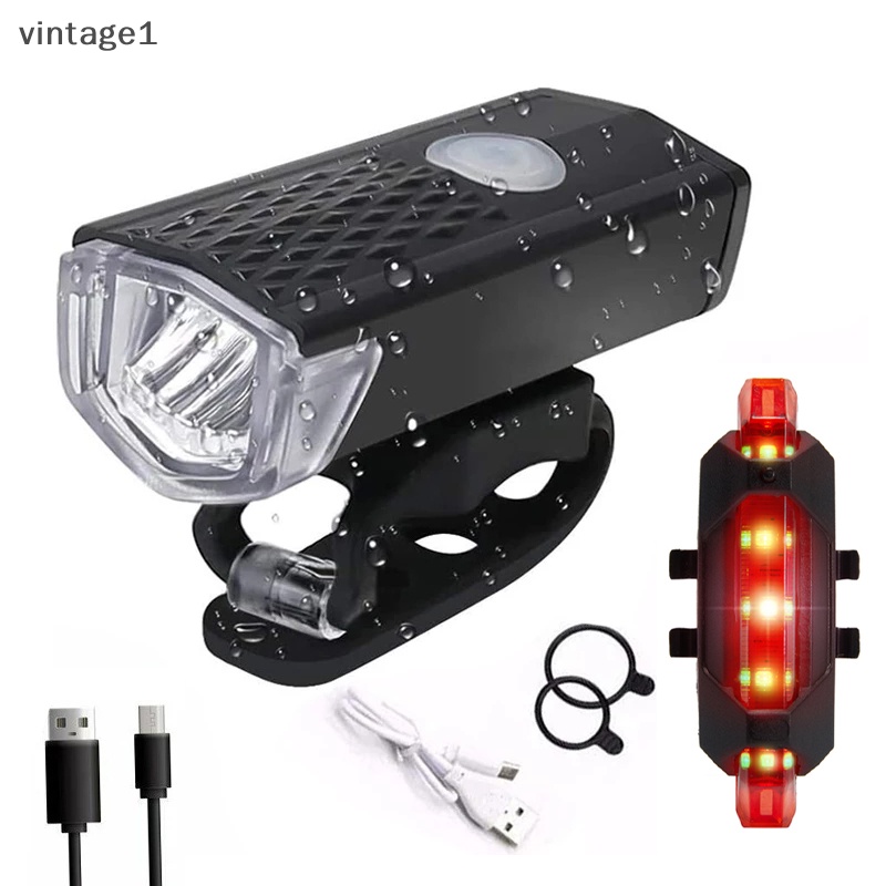 Bộ Đèn Pha LED USB Và Đèn Pha Trước Sau Xe Đạp Có Thể Sạc Lại