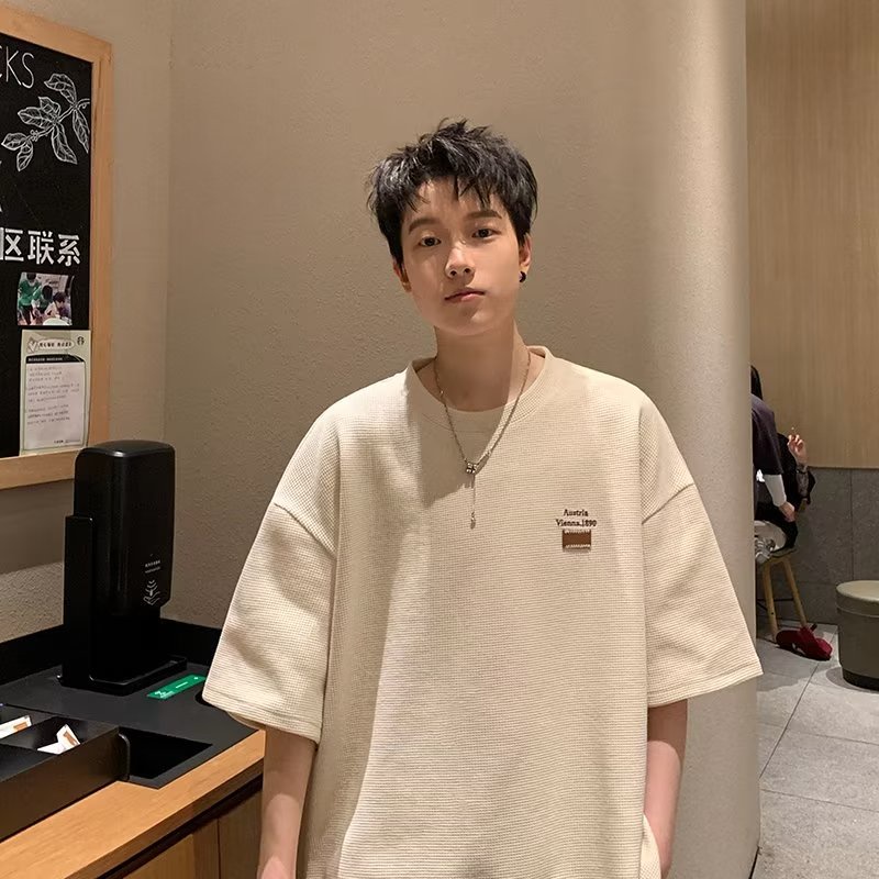 Áo Thun Nam Tay Ngắn Có Thêu Chữ Thời Trang Phong Cách