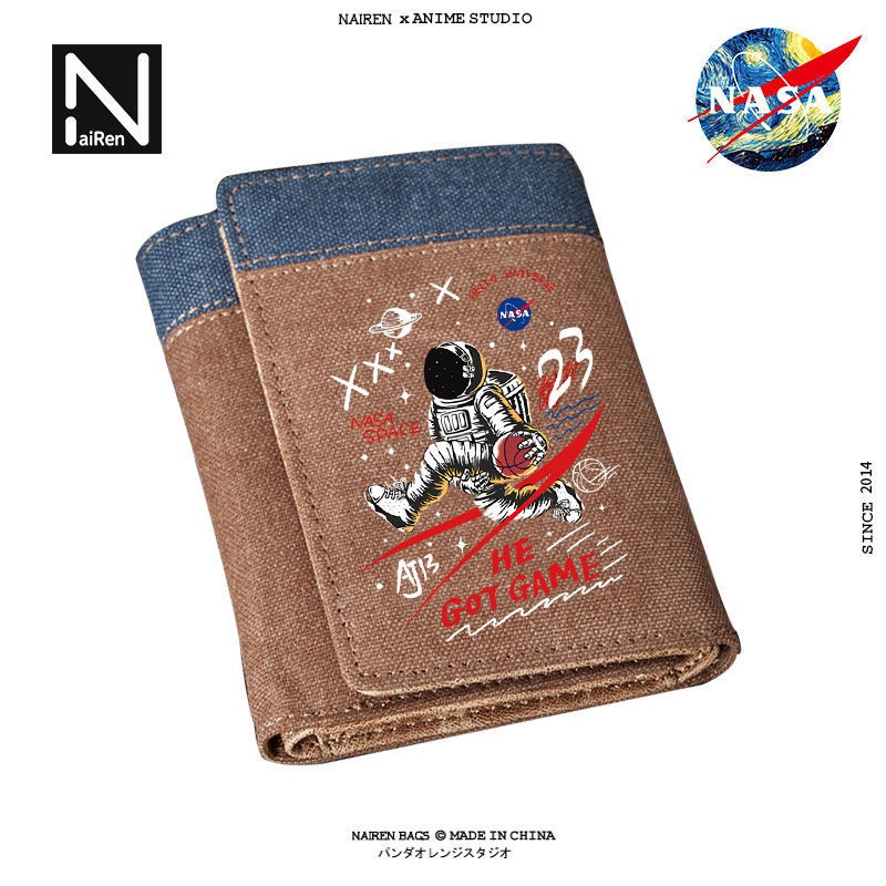 Ví Ngắn Gấp Gọn Đa Năng Họa Tiết Hoạt Hình Dễ Thương Cho Nam