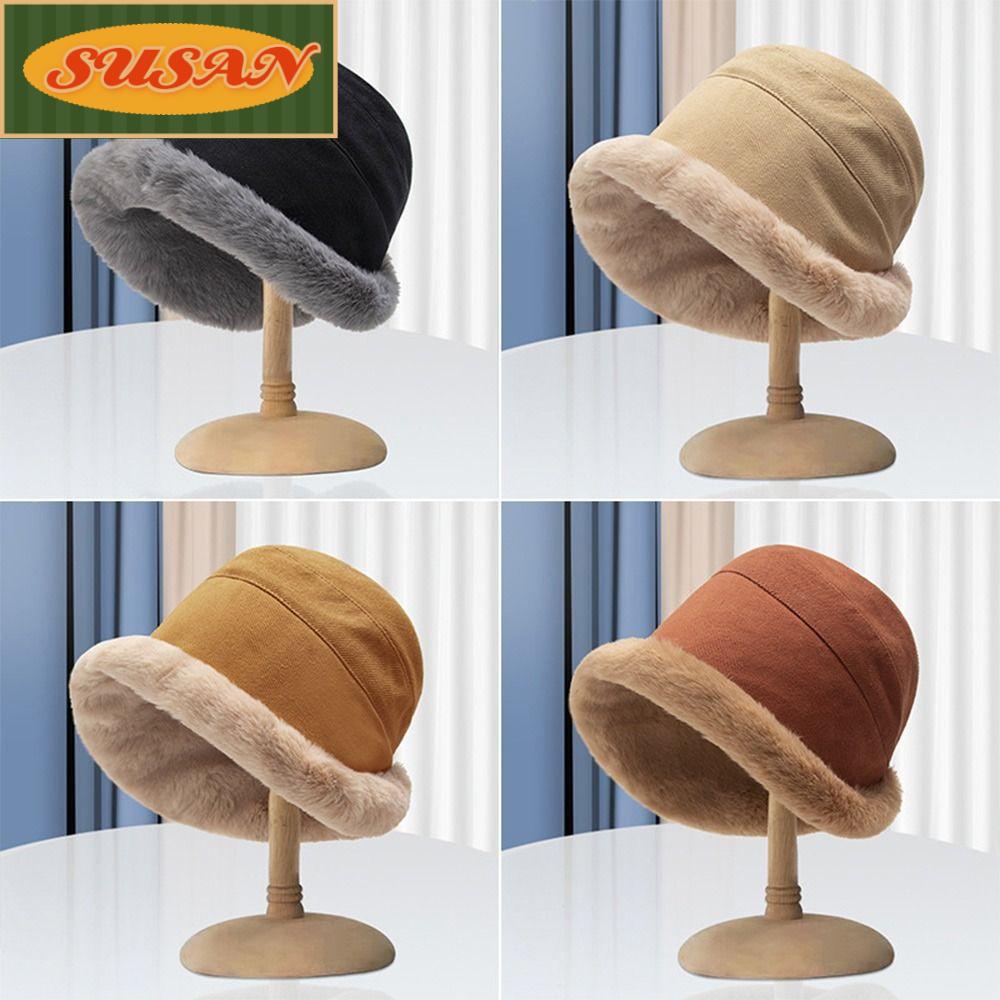 Mũ Bucket Chất Liệu Giả Lông Mềm Mại Thời Trang Mùa Đông