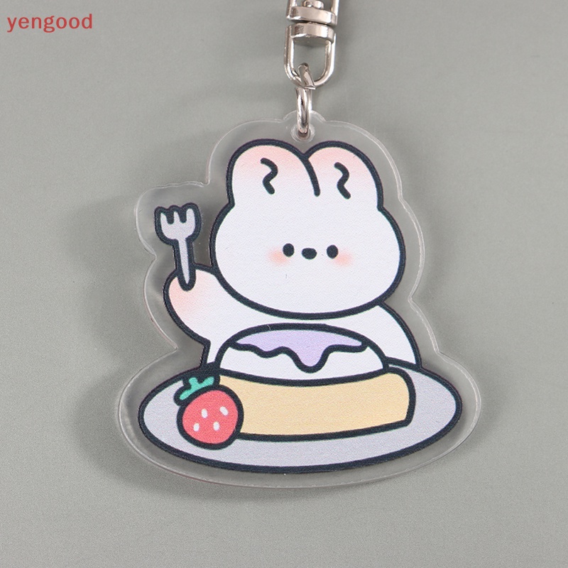 Móc Khóa Hình Thỏ Trắng Bằng Acrylic Dễ Thương