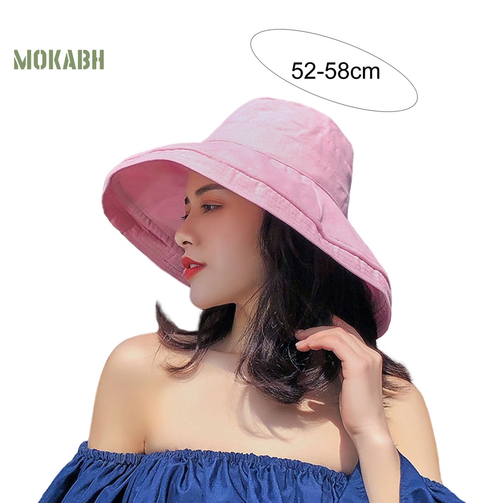 Nón Vành Tròn Màu Trơn Thoáng Khí Thời Trang Mùa Hè Cho Nữ