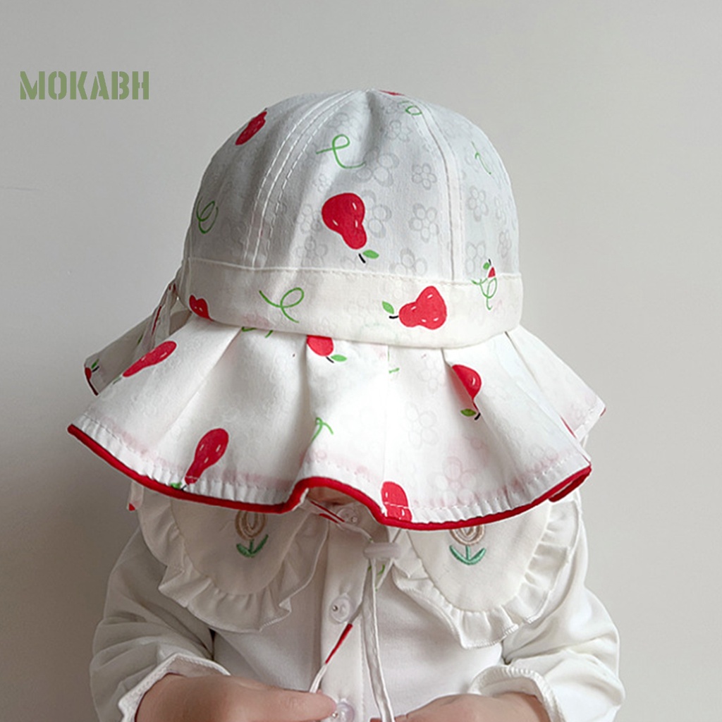 Mũ Bucket Cột Nơ Vành Rộng Họa Tiết Trái Cây Dễ Thương Xinh Xắn