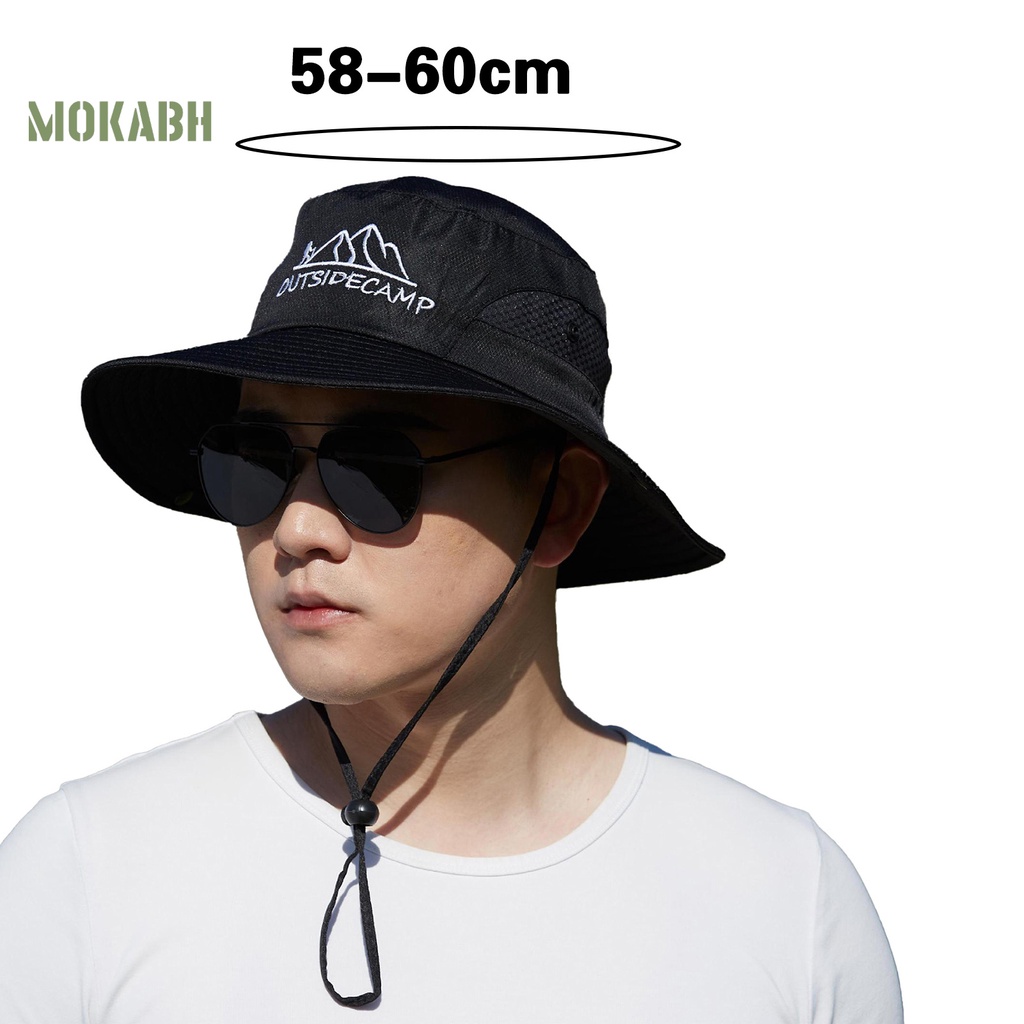 Nón Tai Bèo Phối Lưới Thoáng Khí Thêu Chữ Chống Gió Thời Trang Cho Nam