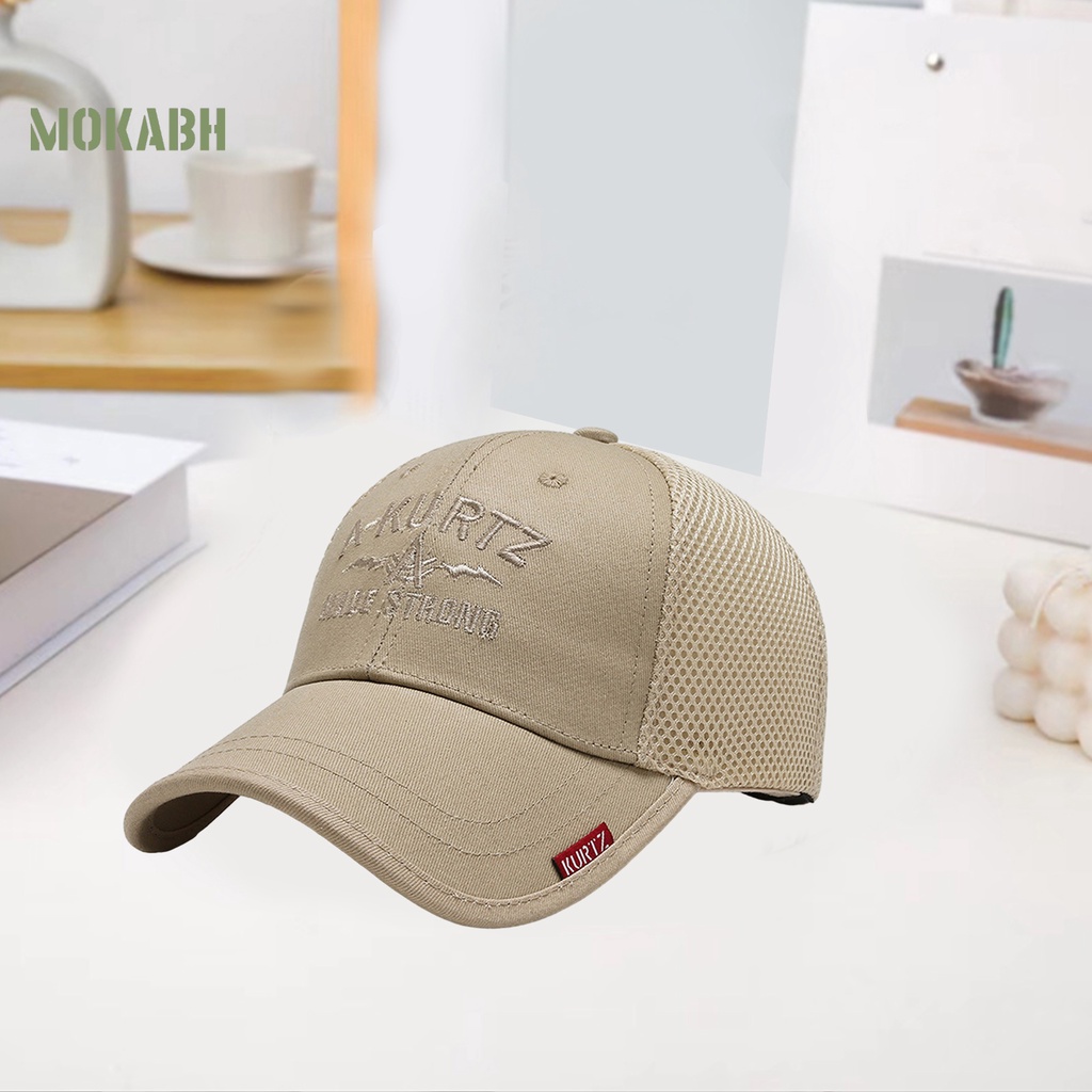 [Mok Abh] Mũ Lưỡi Trai Phối Lưới Thoáng Khí Hình Chữ Cái Sành Điệu Nâng Cao Khuôn Mặt Chống Nắng Cho Nam