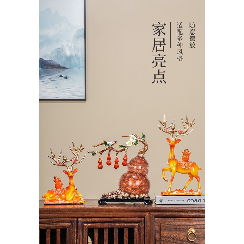 Tượng Hươu Thủ Công Để Bàn Trang Trí Phòng Khách Phong Cách Trung Hoa Hiện Đại Mới
