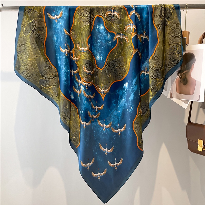 Khăn Quàng Cổ Hình Vuông Cỡ Lớn 110cm Chất Liệu Satin Thời Trang Mùa Hè Dễ Phối Đồ