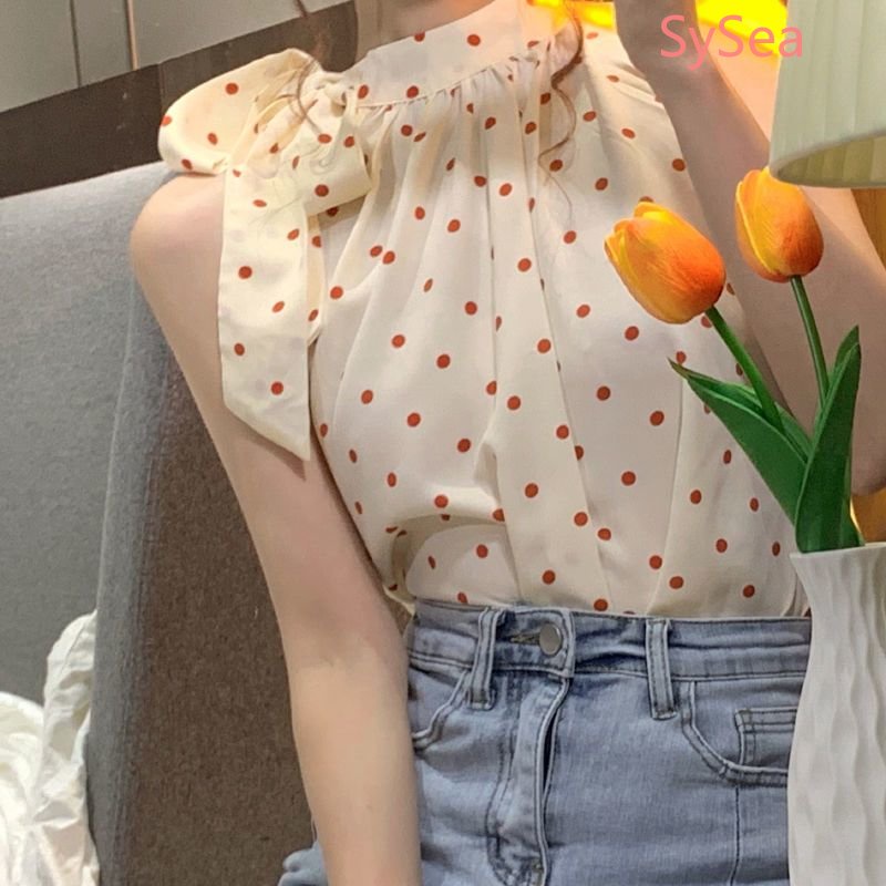 Áo Hai Dây Chấm Bi Phong Cách Pháp Thanh Lịch Cho Nữ