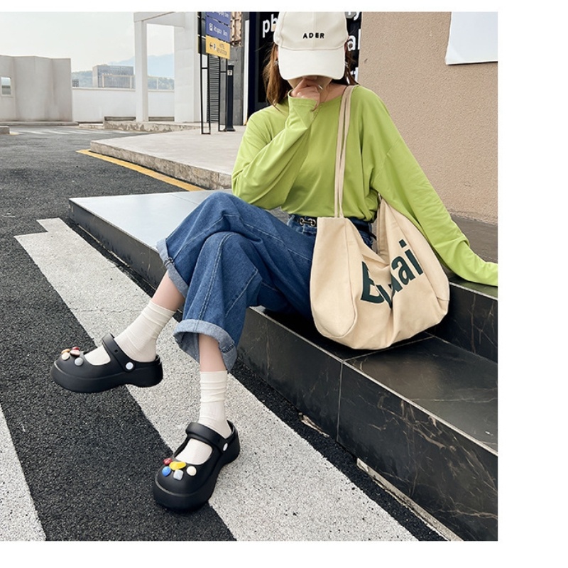 Dép Đế Dày Đục Lỗ Chống Trượt Dễ Thương Thời Trang Mùa Hè