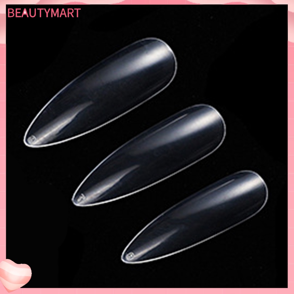 Bộ 500 Móng Tay Giả Đầu Tròn Bằng Acrylic Trong Suốt