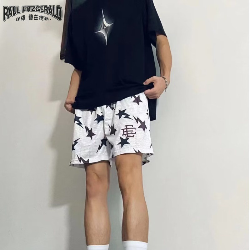 Quần Short Thể Thao Bóng Rổ Phối Lưới Thời Trang Đường Phố Mỹ Cá Tính