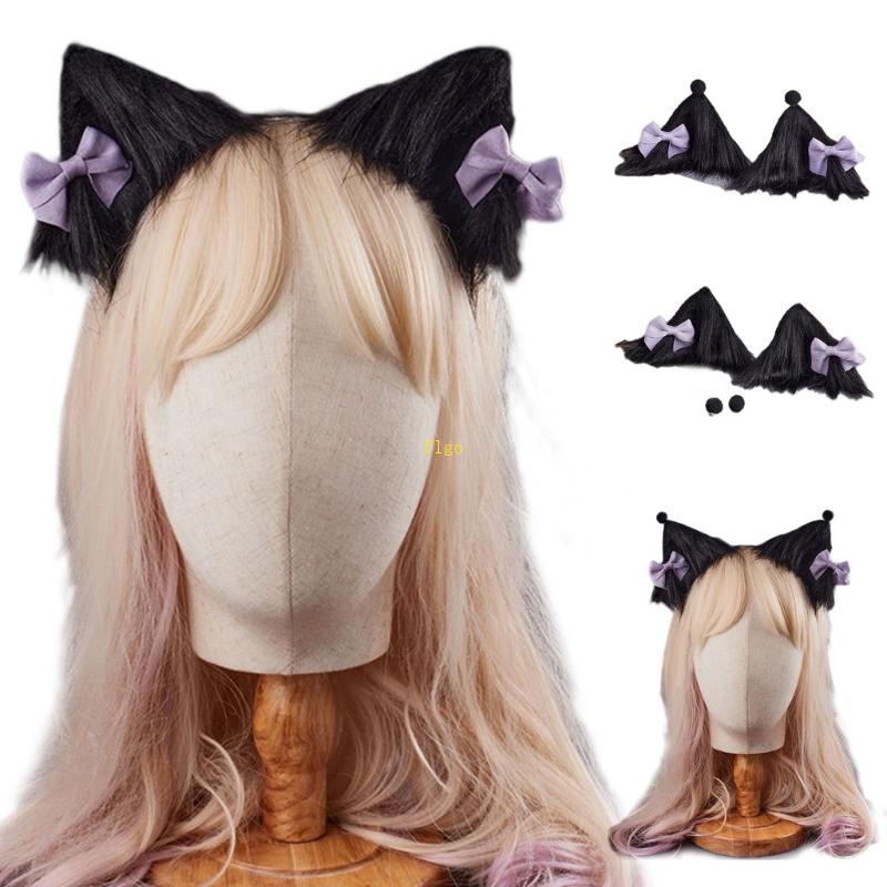 Băng Đô Cài Tóc Hình Tai Mèo Bằng Lông Giả Dễ Thương