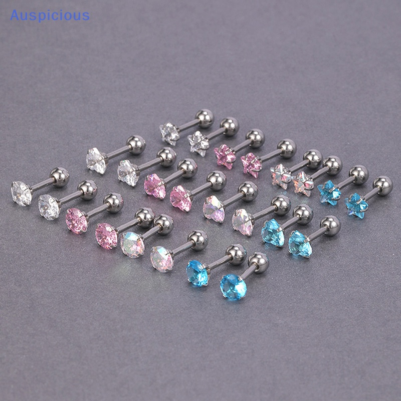 1 Đôi Bông Tai Pha Lê Nhiều Màu 5mm Hình Xoắn Ốc Dành Cho Nữ