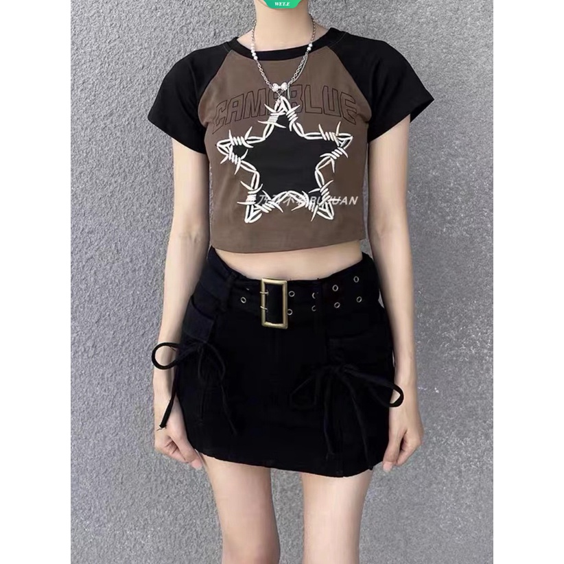 Áo Thun Ngắn Tay Thêu Họa Tiết Ngôi Sao Nhiều Màu Sắc Thời Trang Mùa Hè 2023 Cho Nữ